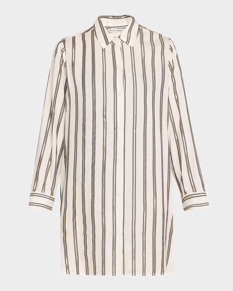 Shimmer Stripe Boyfriend Shirt