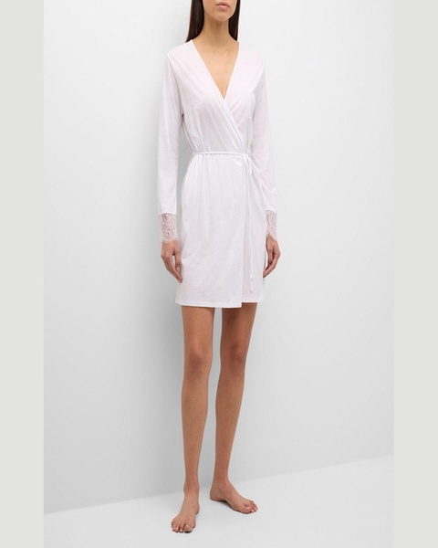 Melissa Lace-Trim Cotton Robe