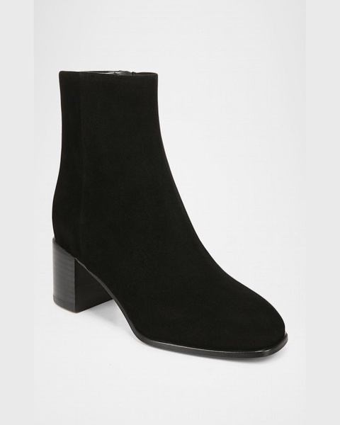 Suede Block-Heel Ankle Booties