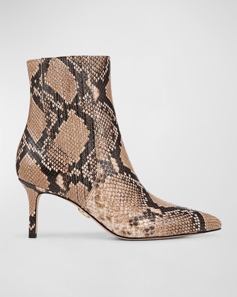 Lisa Snake-Embossed Stiletto Booties