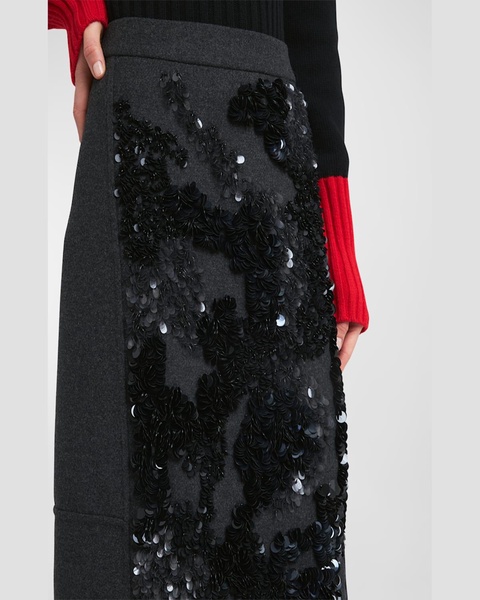 Wool-Blend Sequin Midi Skirt