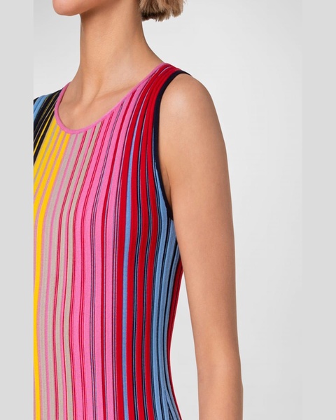 Reverse Rainbow Knit Sleeveless Midi Dress