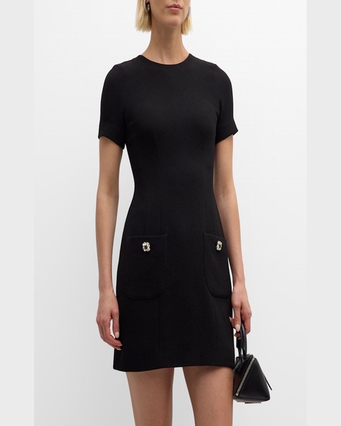 Flynn Crystal-Button Wool Crepe Mini Dress