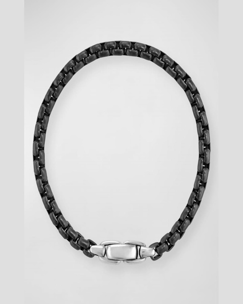 Men's Box Chain Bracelet in Darkened Silver, 5mm