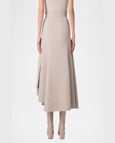 Asymmetric Pleated Cotton Midi Skirt