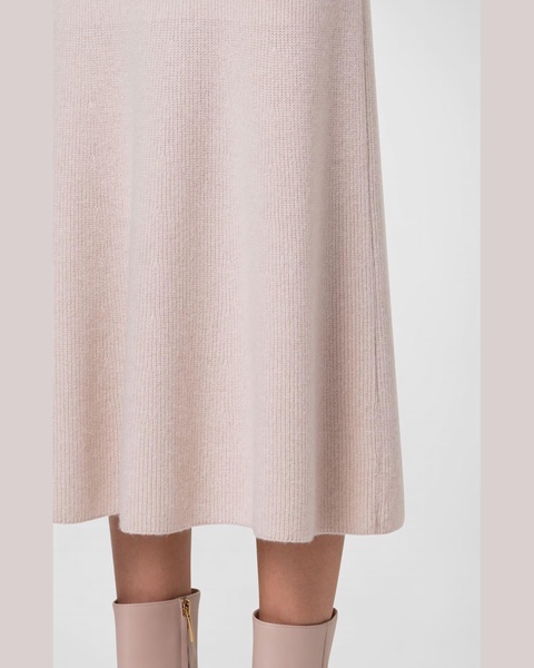 Ribbed Cashmere Godet Midi Skirt