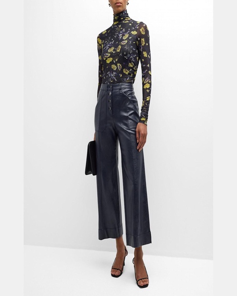 Benji Cropped Wide-Leg Faux-Leather Pants