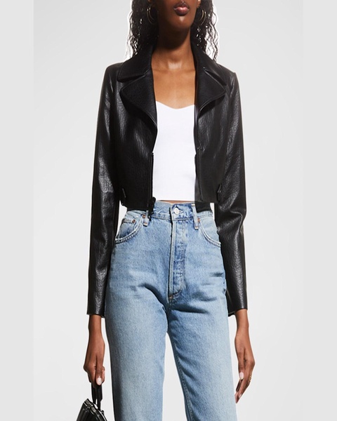 Yardley Vegan-Leather Cropped Jacket