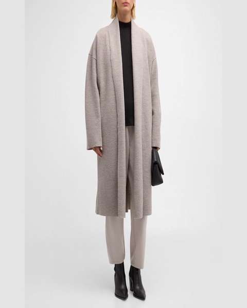 Lightweight Open-Front Boiled Wool Coat