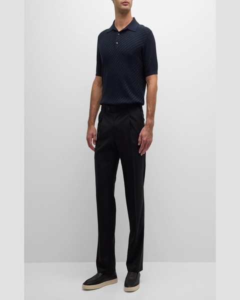 Men's Straight-Leg Pleated Trousers