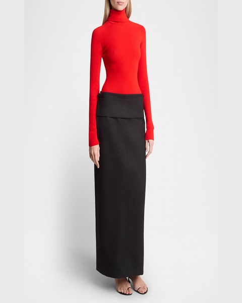 Fox Rib-Knit Matte Viscose Turtleneck Top