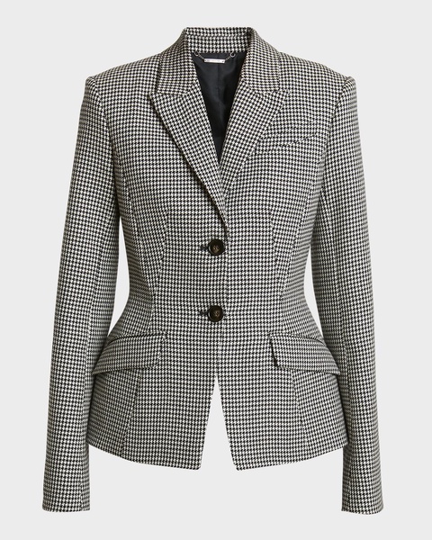 Houndstooth Single-Breasted Tailored Blazer