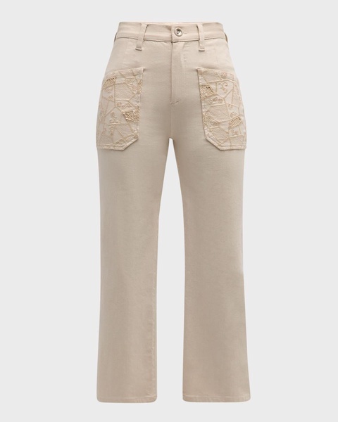 Talia High-Rise Straight-Leg Embroidered Jeans 