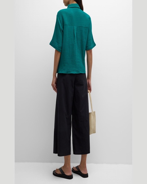 Cropped Wide-Leg Organic Cotton Poplin Pants