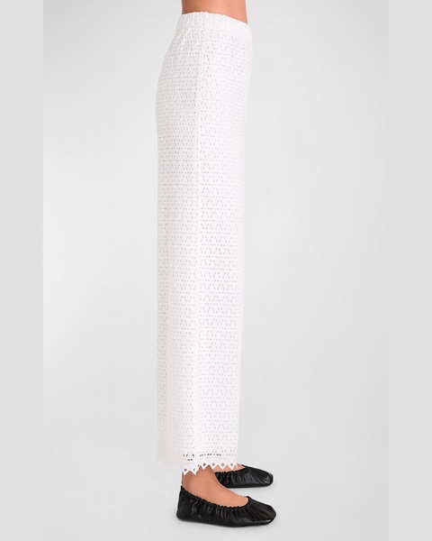 Spector Cropped Wide-Leg Eyelet Pants