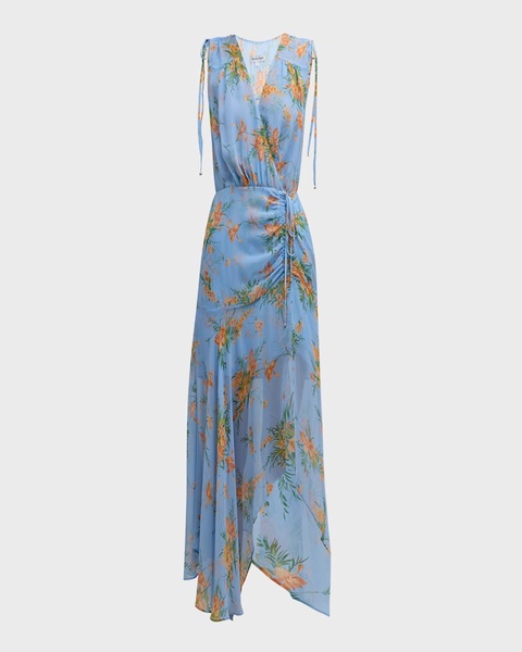 Dovima Sleeveless Ruched Floral Maxi Dress