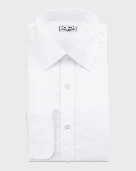 Poplin Barrel-Cuff Dress Shirt, White