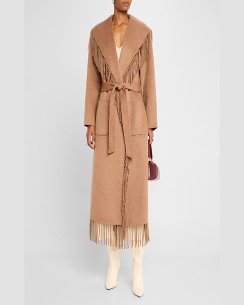 Carrie Belted Fringe Robe Coat