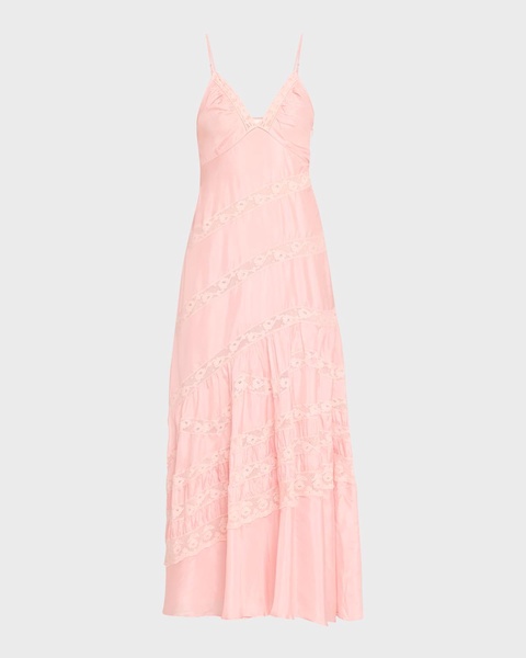 Idalia Silk Habotai Lace Maxi Dress