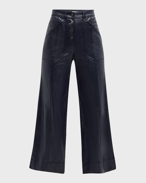 Benji Cropped Wide-Leg Faux-Leather Pants