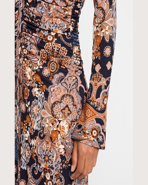 Shirley Ruched Paisley-Print Midi Shirtdress