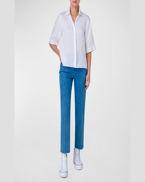 Linen Voile Collared Boxy Shirt