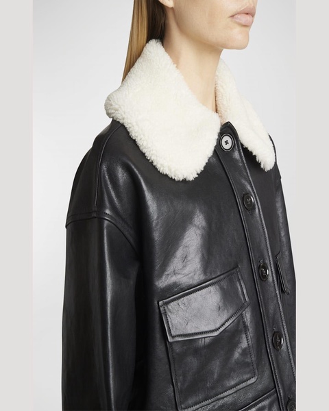 Judd Leather Jacket with Shearling Collar