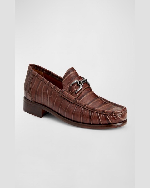 Men's Trieste Croc-Effect Moccasin Bit Loafers