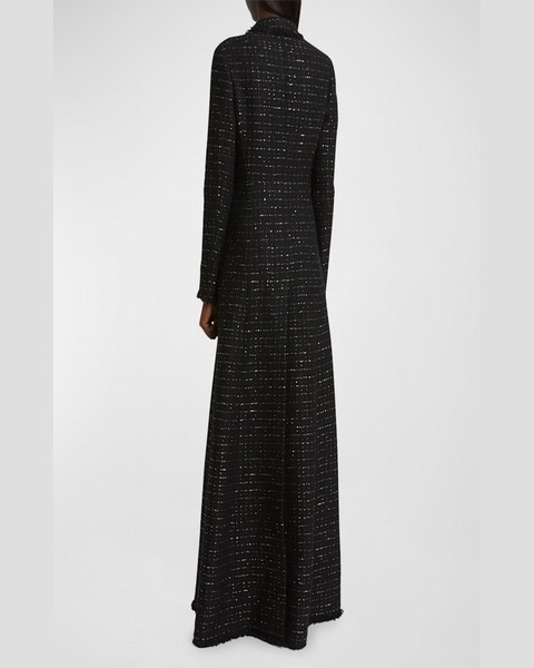 Paillette Tweed Long A-Line Coat