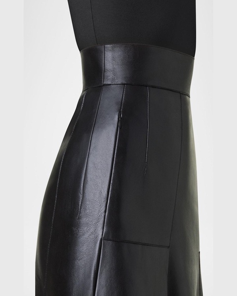 Asymmetric Lacquer Nappa Leather Mini Skirt