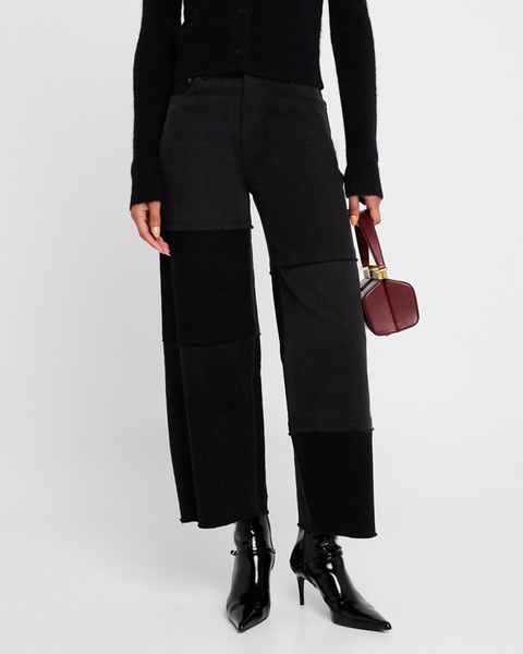 Getty Cropped Wide-Leg Patchwork Jeans