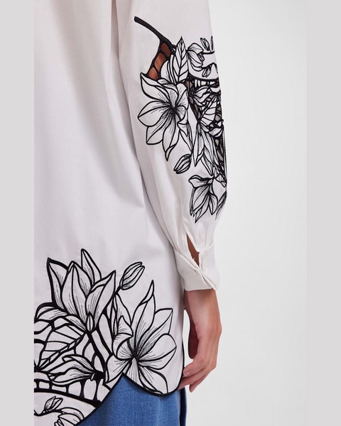 Leonie Floral-Embroidered Cotton Poplin Shirt