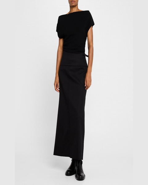 Adriana Wool Twill Suiting Maxi Skirt