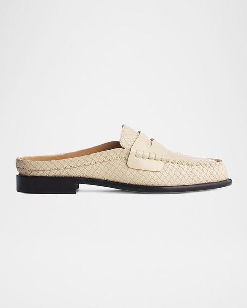 Carter Embossed Leather Penny Loafer Mules