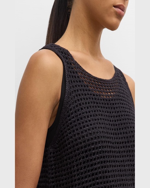 Scoop-Neck Open-Knit Organic Linen Shell