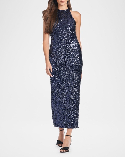 Meera Sleeveless Sequin Column Midi Dress