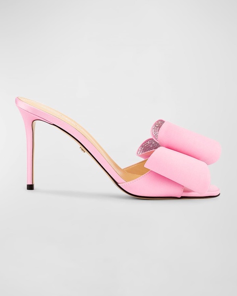 Cadeau Embellished Bow Satin Mule Pumps 