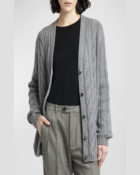 Napier Cashmere Cable-Knit Cardigan