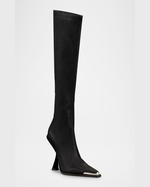 Dante Pointed Leather Knee Boots 