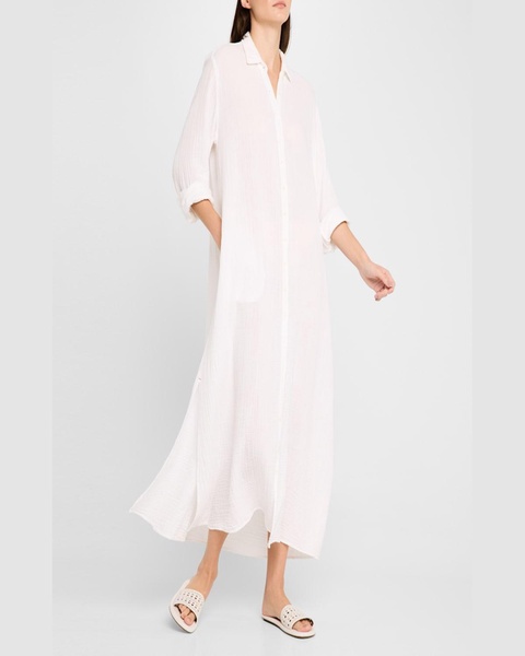 Boden Side-Slit Cotton Poplin Midi Shirtdress