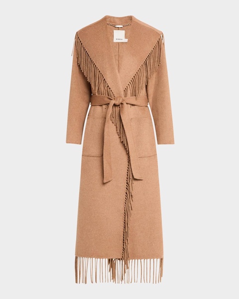 Carrie Belted Fringe Robe Coat