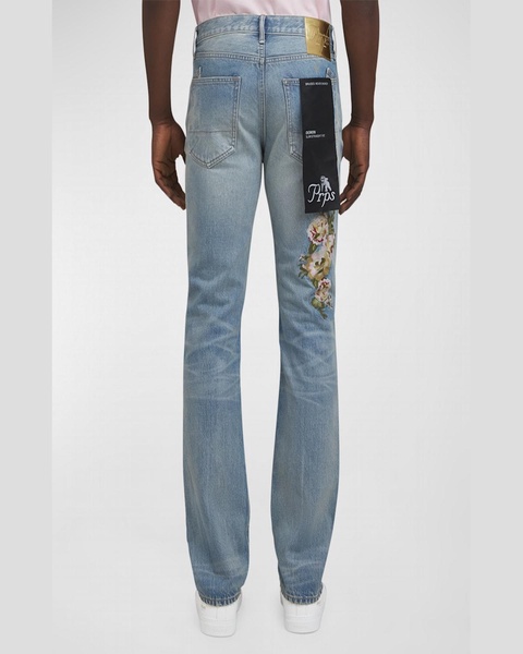 Men's Peony Embroidered Jeans