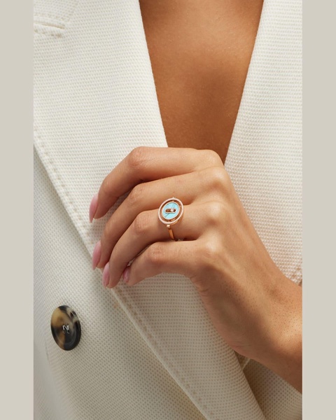 Lucky Move 18k Rose Gold Diamond Turquoise Ring