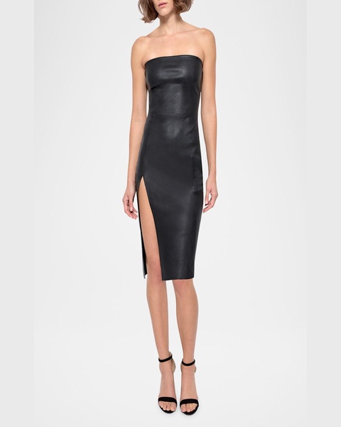 Aura Strapless Stretch Leather Dress