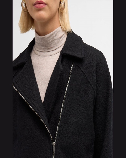 Zip-Front Boiled Wool Jacket