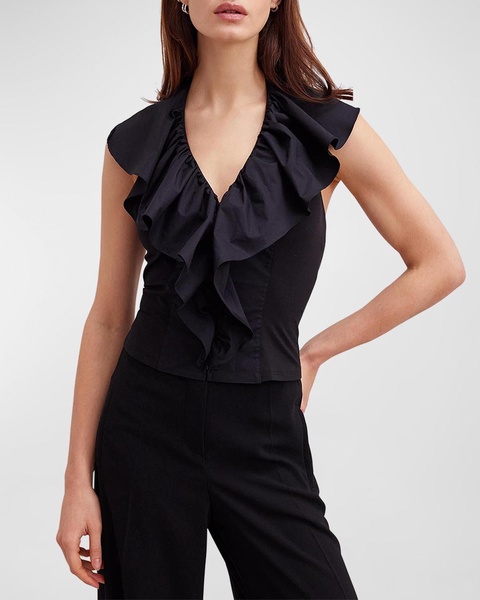 Vanes Ruffle Poplin Halter blouse