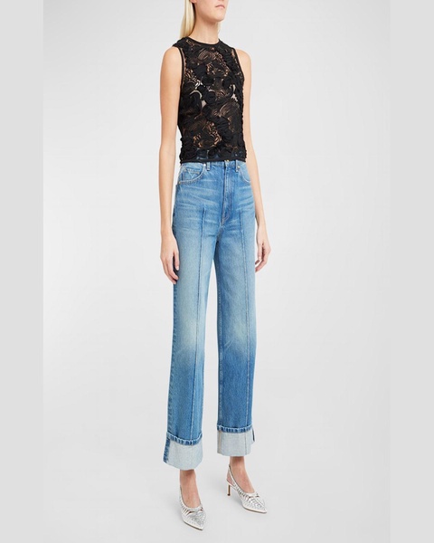 The Genevieve Pintuck Wide-Leg Denim Jeans