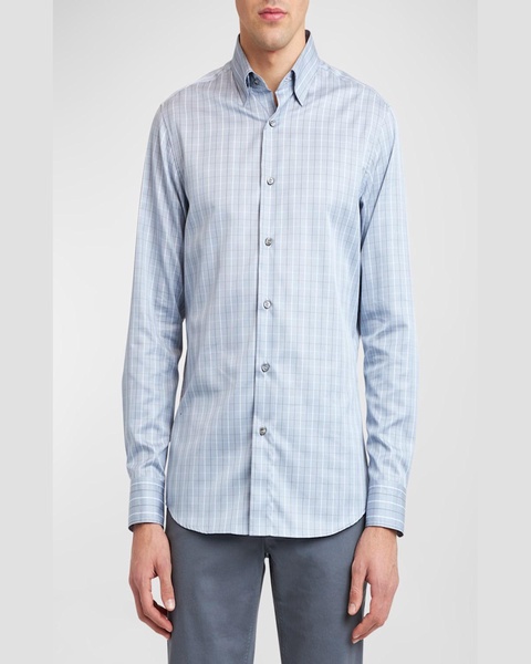 Men's Cotton Grid Check Sport Shirt