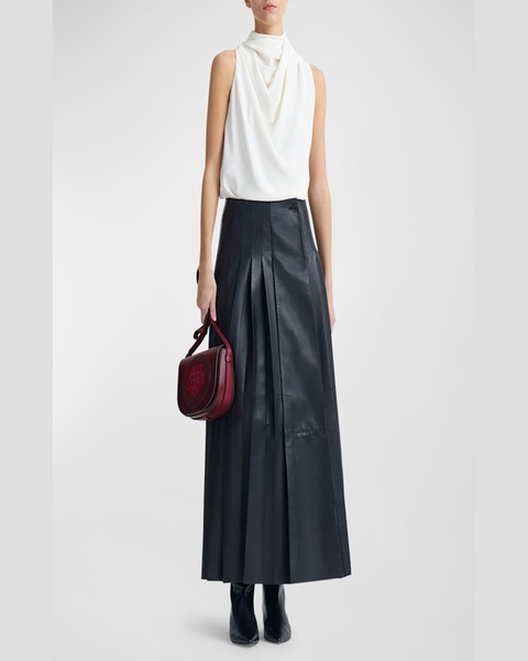 Frankie Pleated Leather Maxi Skirt 