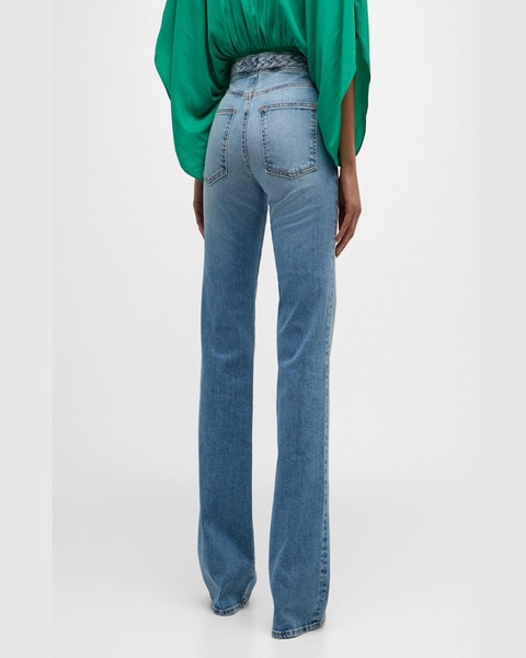 Itzel Braided Mid-Rise Straight-Leg Jeans 